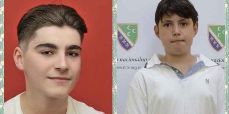 Učenici generacije O.Š. Vuk Karadžić Tutin: Ismail Dupljak na bosanskom i Daris Hamidović na srpskom jeziku