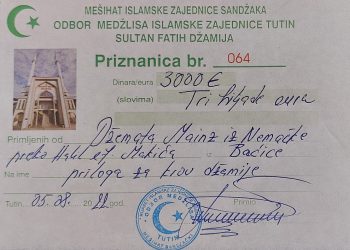 Džemat iz Mainca prikupio 3 000 eura za sanaciju krova Sultan Fatih džamije u Tutinu