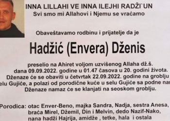 U Gujiću ukopan 20-godišnji Dženis Hadžić, tragično nastradao u saobraćajnoj nesreći u Njemačkoj